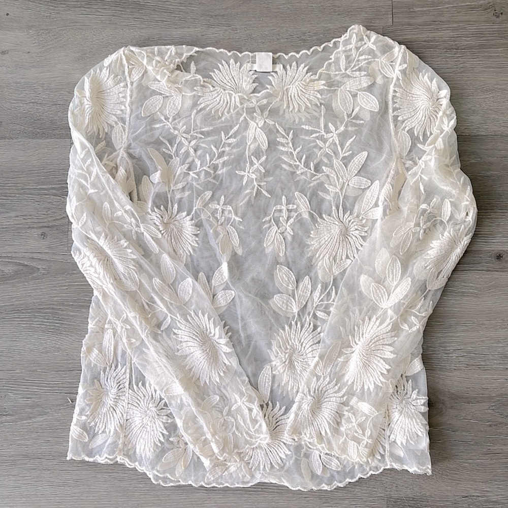 Embroidered Transparent Top